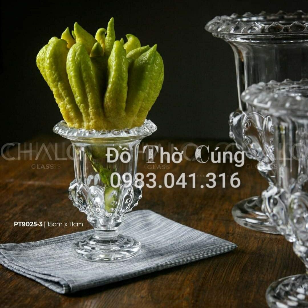 Ly thuỷ tinh để phật thủ loại dầy