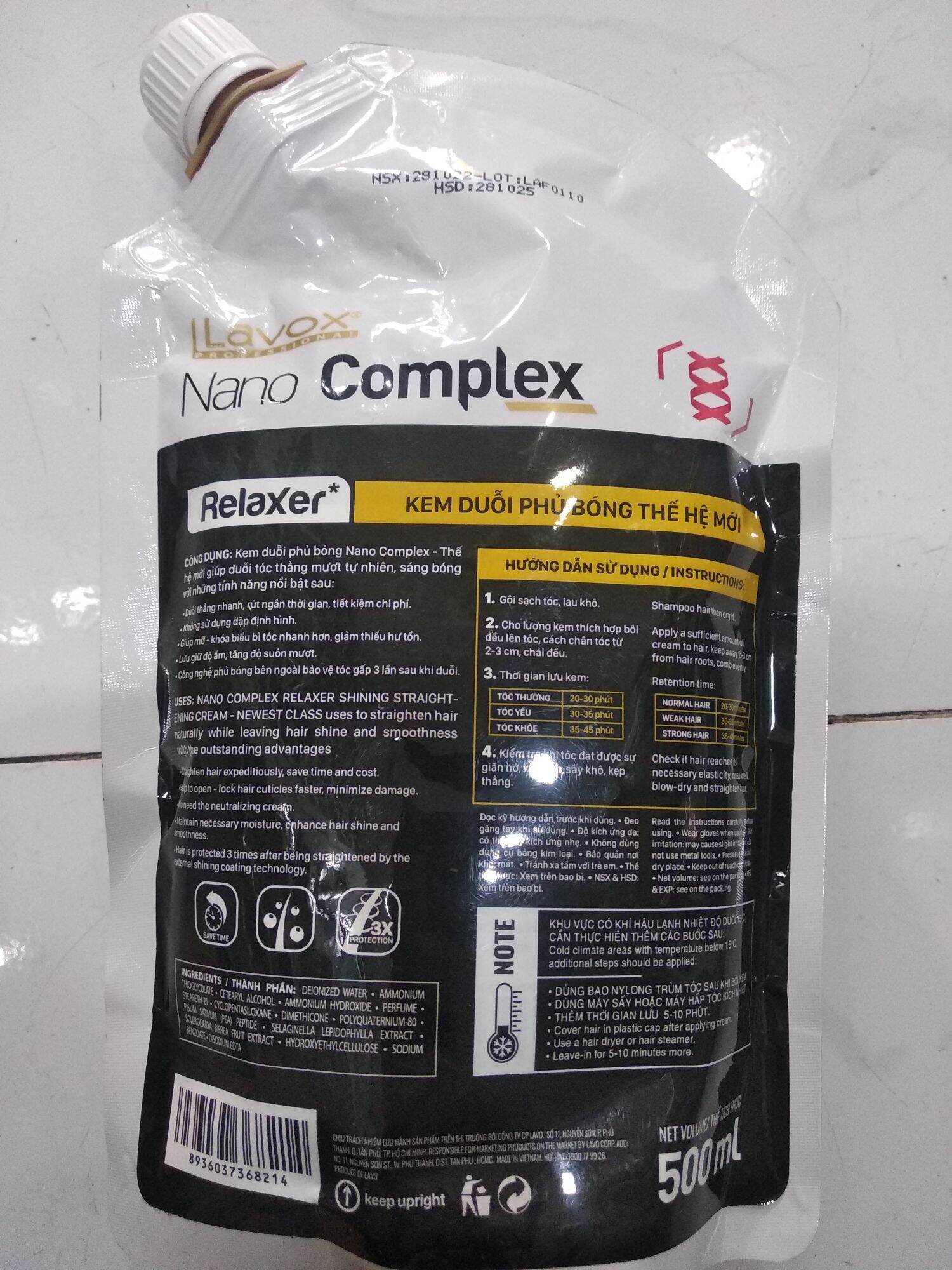 Thuốc Duỗi Phủ Bóng Thế Hệ Mới Lavox Nano Complex 1 Bước