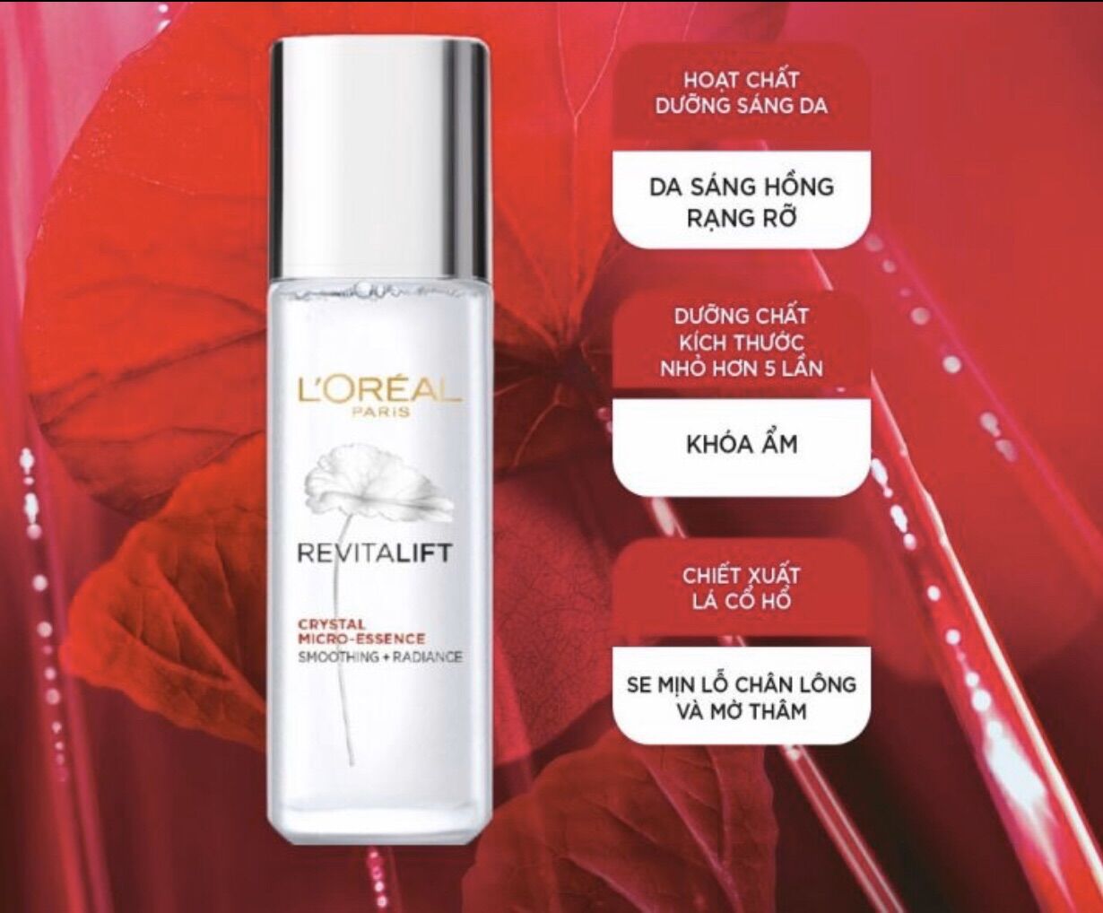 Combo 3 chai Dưỡng Chất L'Oreal Làm Căng Mướt Da Revitalift Crystal Micro Essence 22ml*3