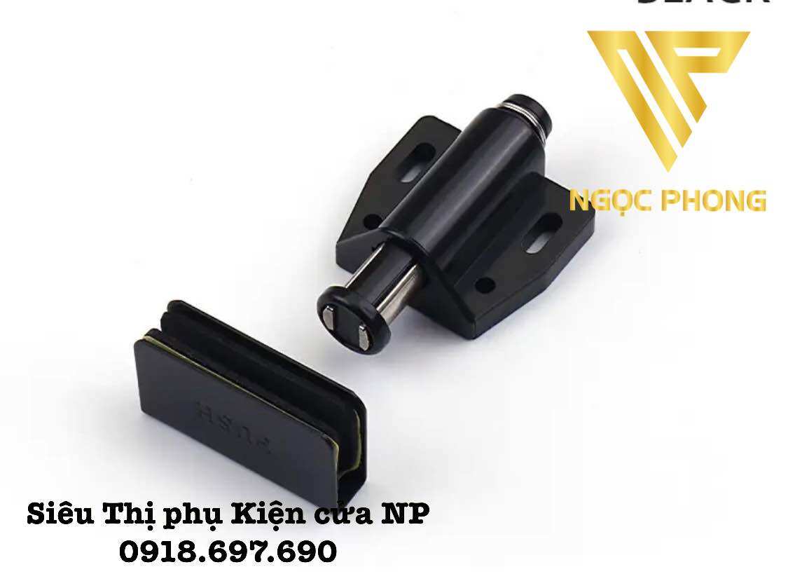 [Đen] Bộ lề nhấn cửa tủ đóng mở kính 3-5mm màu đen