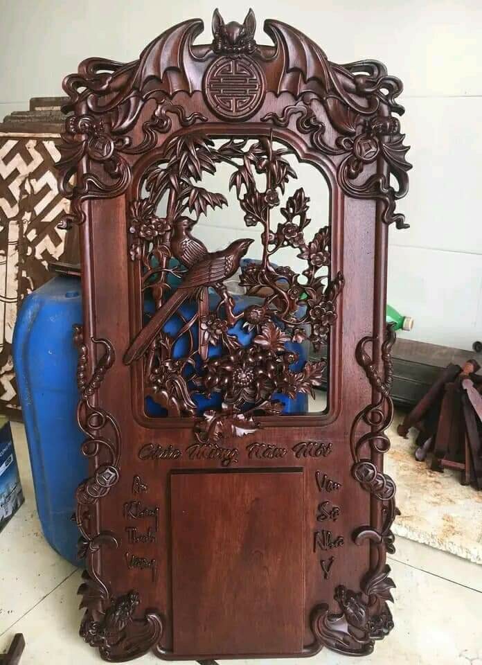 Đốc lịch gỗ gụ thiếp vàng 70x37cm