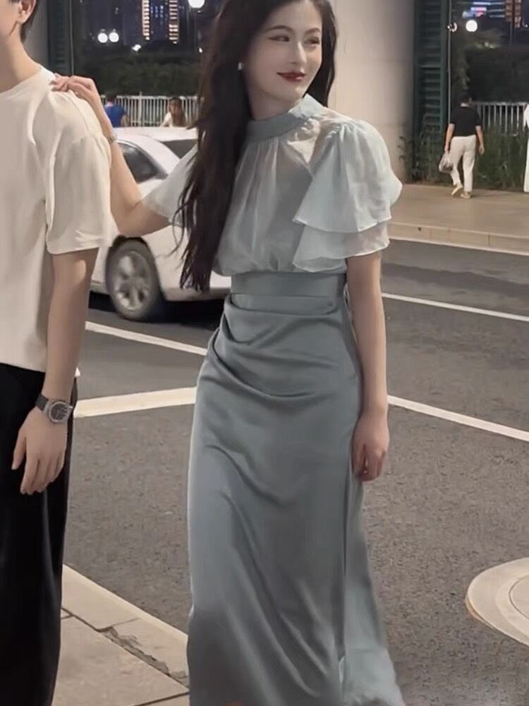 Đầm body phi phối voan chiffon nhẹ nhàng,cá tính