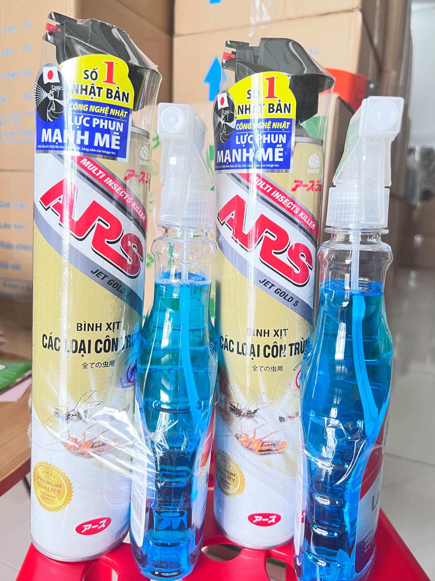 Xịt muỗi ars jet gold s bình xịt các loại côn trùng 600ml tặng 1 chai lau kính