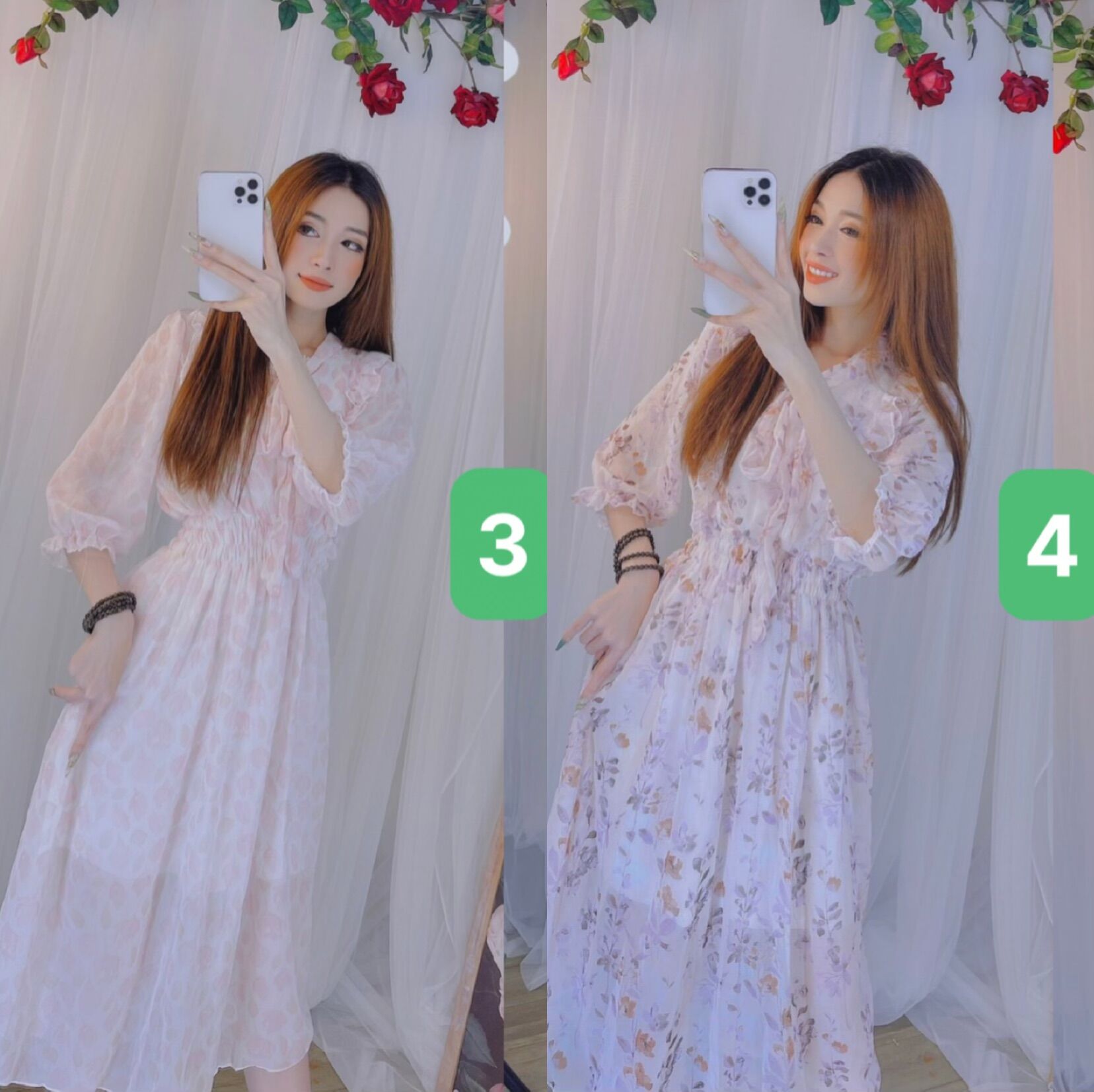 [HCM]Đầm hoa viền bèo cột nơ siêu cưng - hình thật