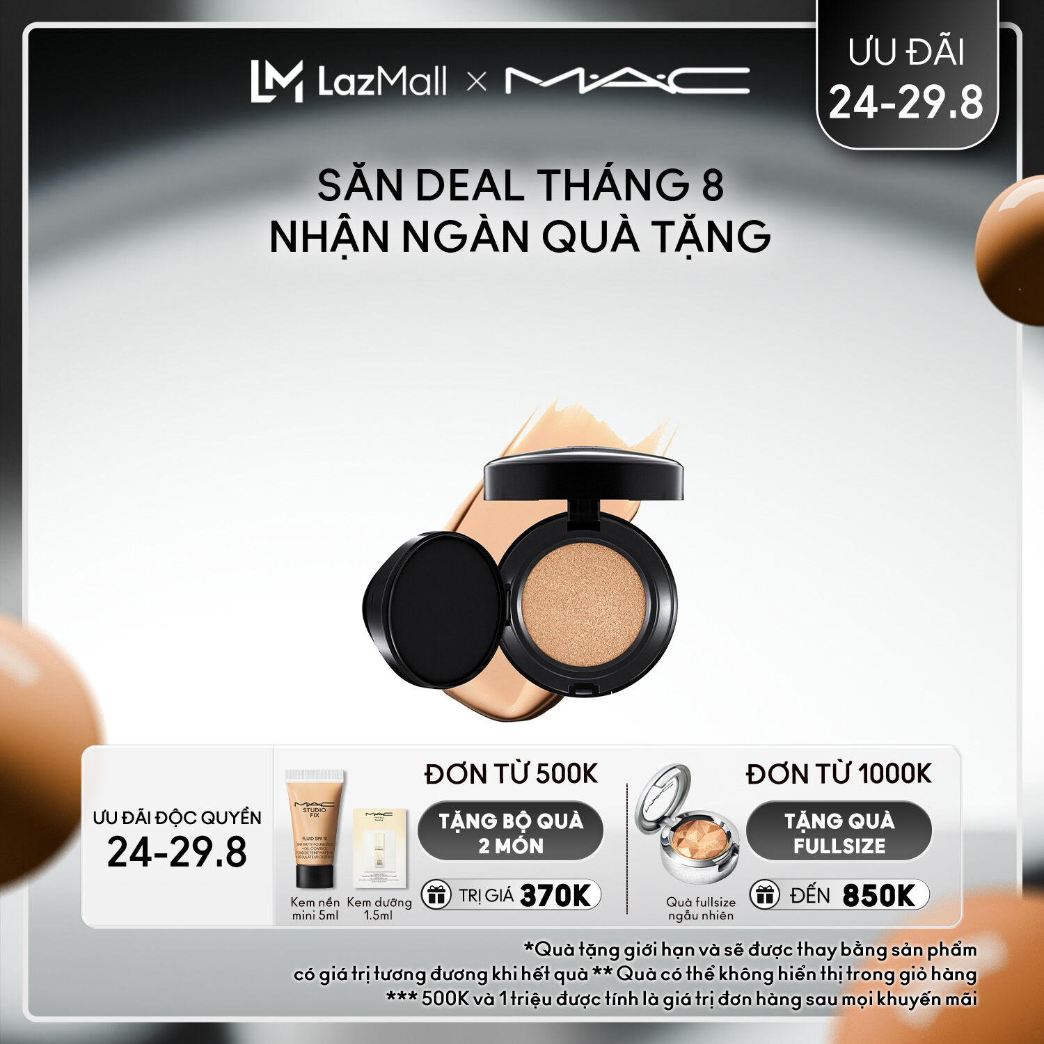 [ƯU ĐÃI 24-29.8] Phấn nước che phủ toàn diện và bền màu 24 giờ MAC Studio Fix Complete Coverage Cushion SPF50/PA++++ 12g