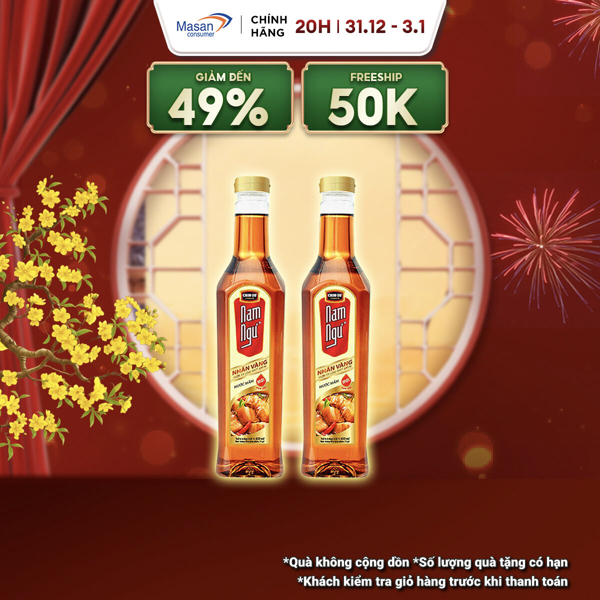   15.12-29.12 Voucher 18% CHO ĐƠN TỪ 199K Combo 2 Nước Mắm Nam Ngư Nhãn Vàng Chai 650ml 