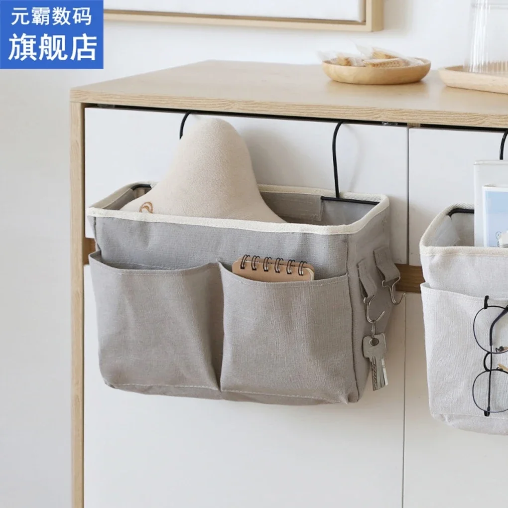Bedside Storage Bag Nordic Cotton Linen Bed Basket Hanging O