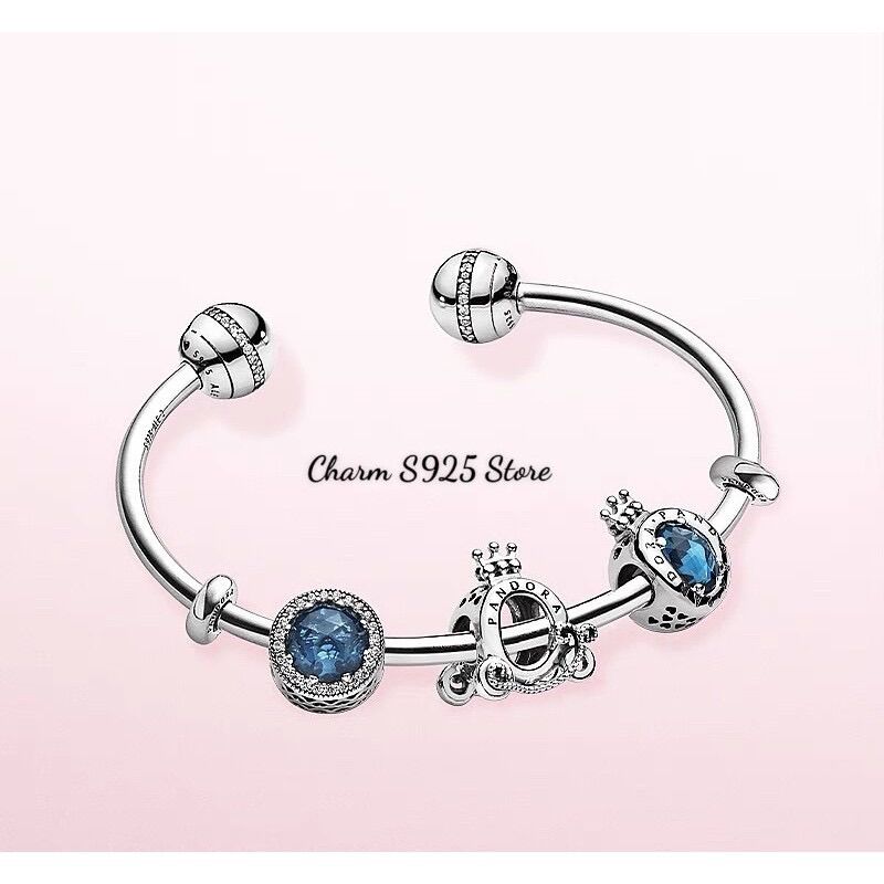 COMBO 3 HẠT CHARM VƯƠNG MIỆN XANH BẠC S925