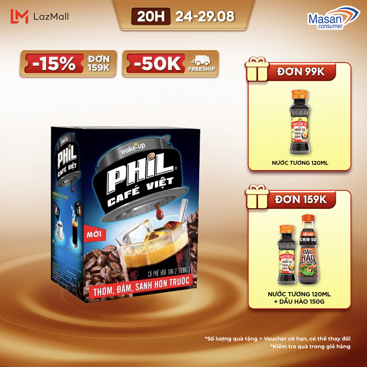 Cà phê phil 2in1 - hộp 15 gói x 16g