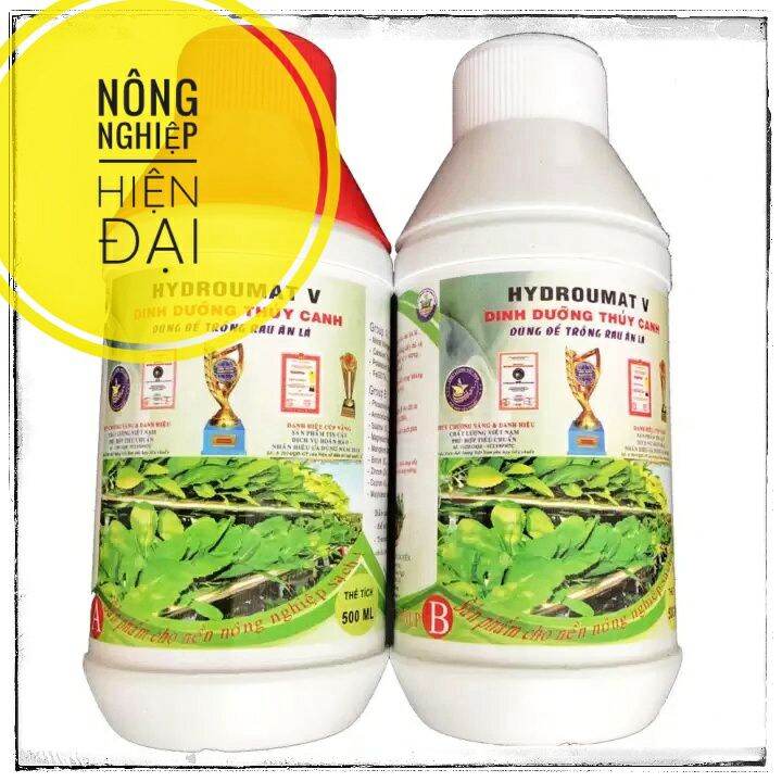 Bộ 2 chai dung dịch dinh dưỡng thủy canh cho rau ăn lá Hydroumat V Phu Nong seeds 1Lít