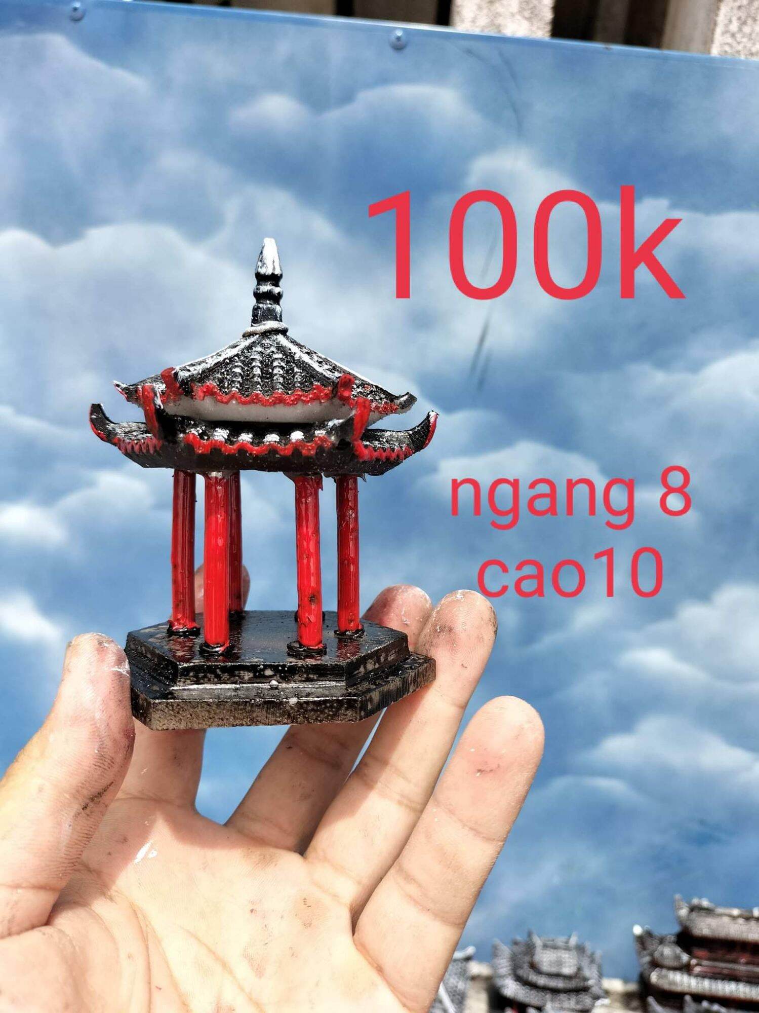 Mô hình, tiểu cảnh chòi lục giác...trang trí sân vườn non bộ, tiểu cảnh