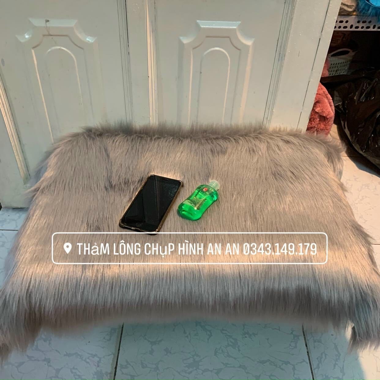 [HCM]THẢM LÔNG MÀU XÁM LÔNG DÀI  1M6X 1M