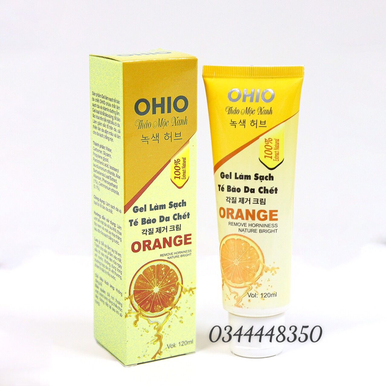 Gel làm sạch tế bào chết ohio orange thảo mộc xanh 120ml