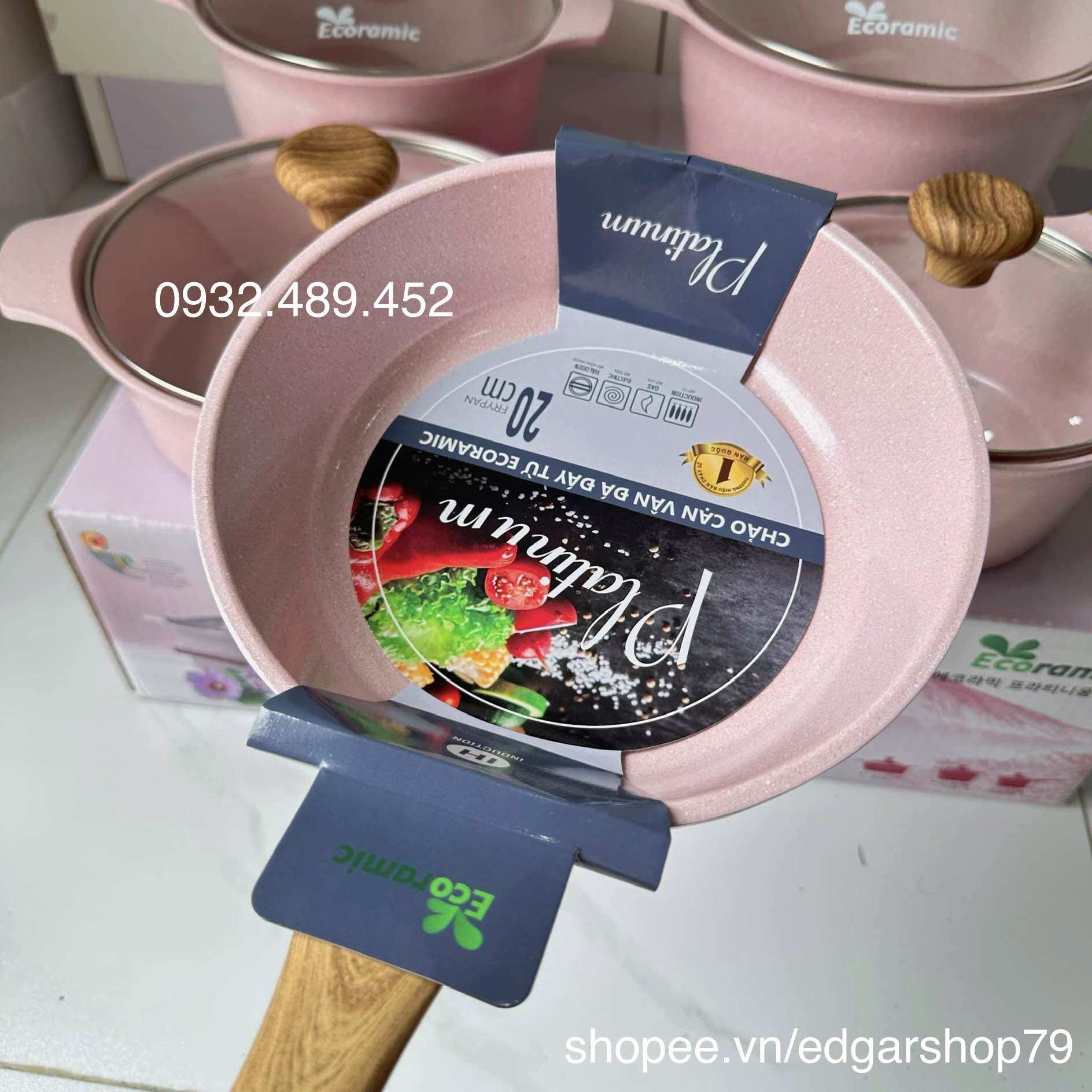 Nồi chảo chống dính vân đá đáy từ ecoramic size 16cm 18cm 20cm 22cm