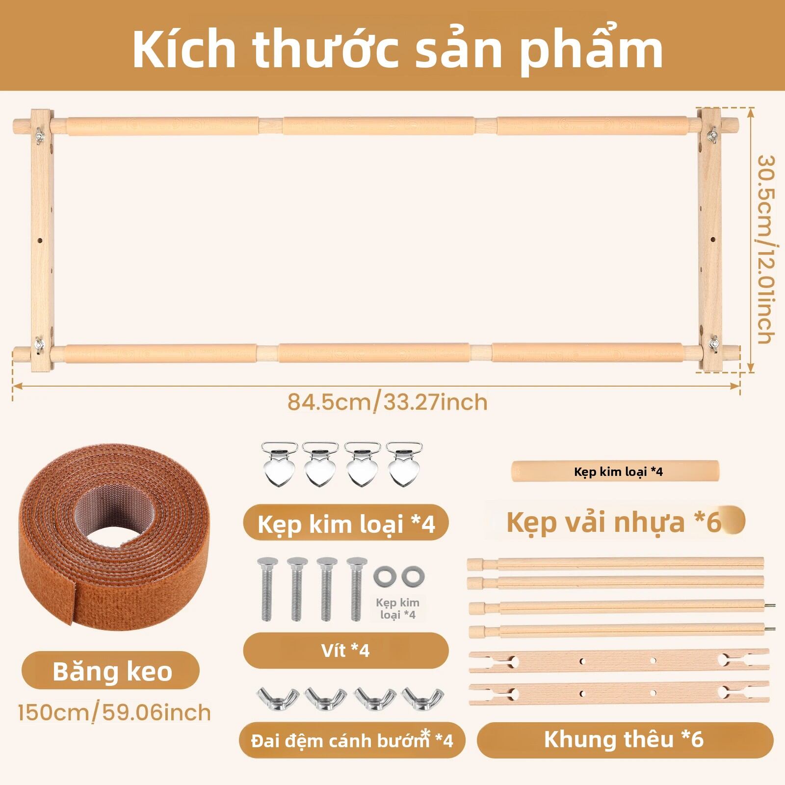 Khung Thêu Gỗ Có Thể Điều Chỉnh Xoay Được Dùng Cho Thêu Chữ Thập Và Thêu Kim Chỉ Dụng Cụ Hỗ Trợ May Vá