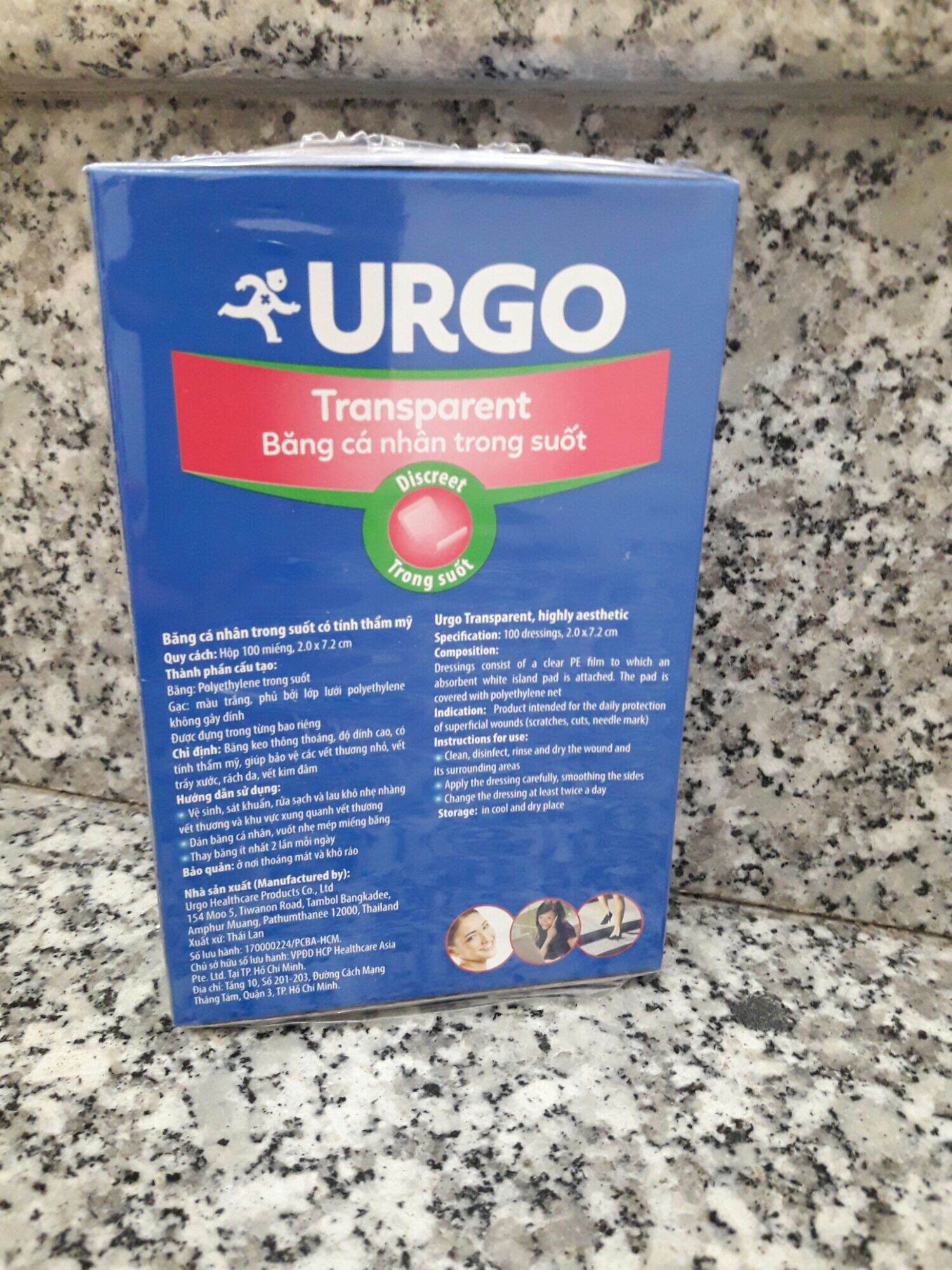 Băng cá nhân URGO trong (Hộp 100 miếng)