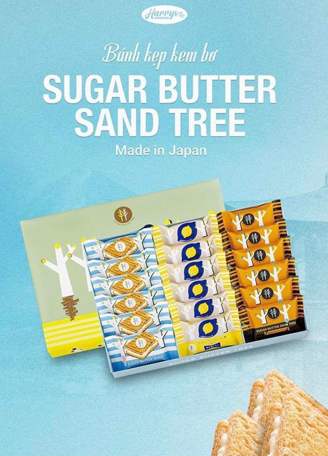 Bánh kẹp kem bơ sugar butter sand tree nhật bản
