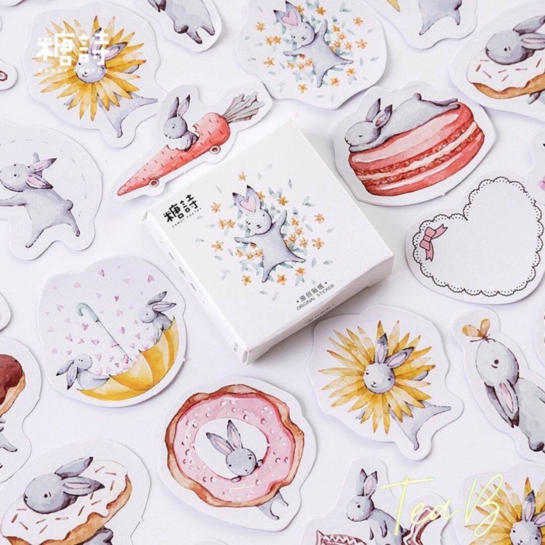 Set 45 Sticker (Miếng dán) trang trí hình thỏ Kawaii (Tea.B_ST26)