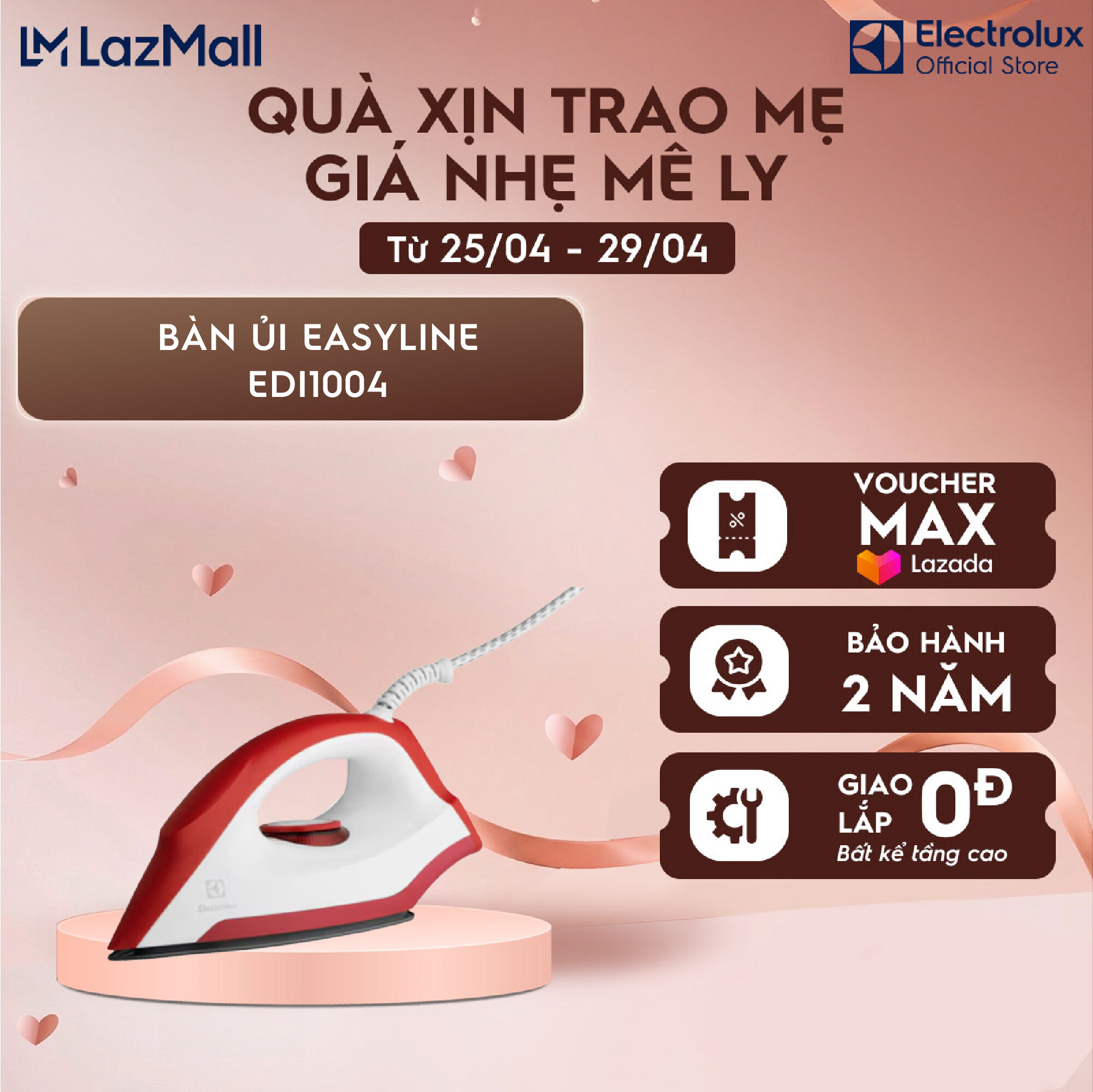 Bàn ủi Electrolux EasyLine - EDI1004 - Mặt đế chống dính, là ủi dễ dàng và mượt mà