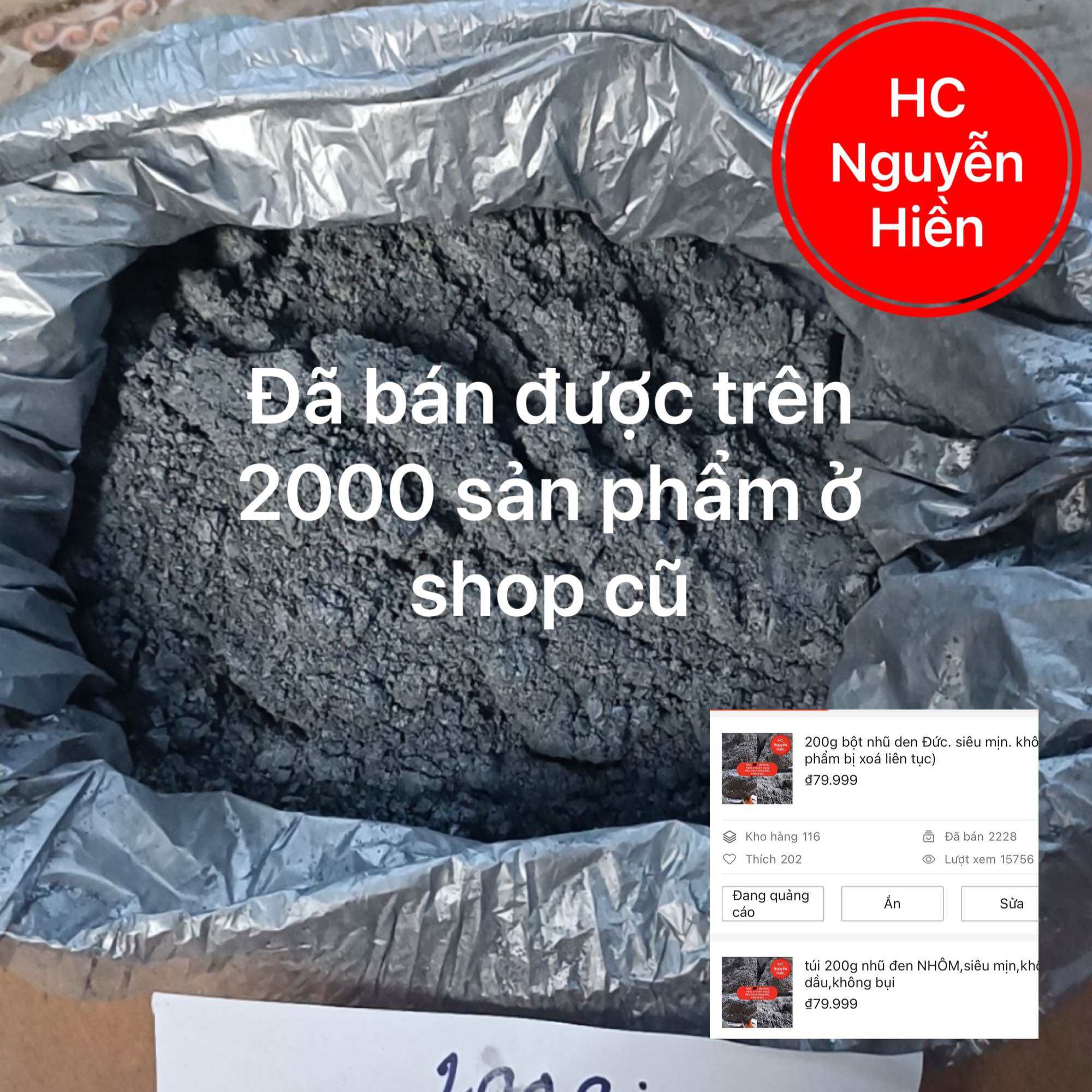 200g bột nhũ NHÔM đen Đức. siêu mịn. không dầu.(sản phẩm bị xoá liên tục)