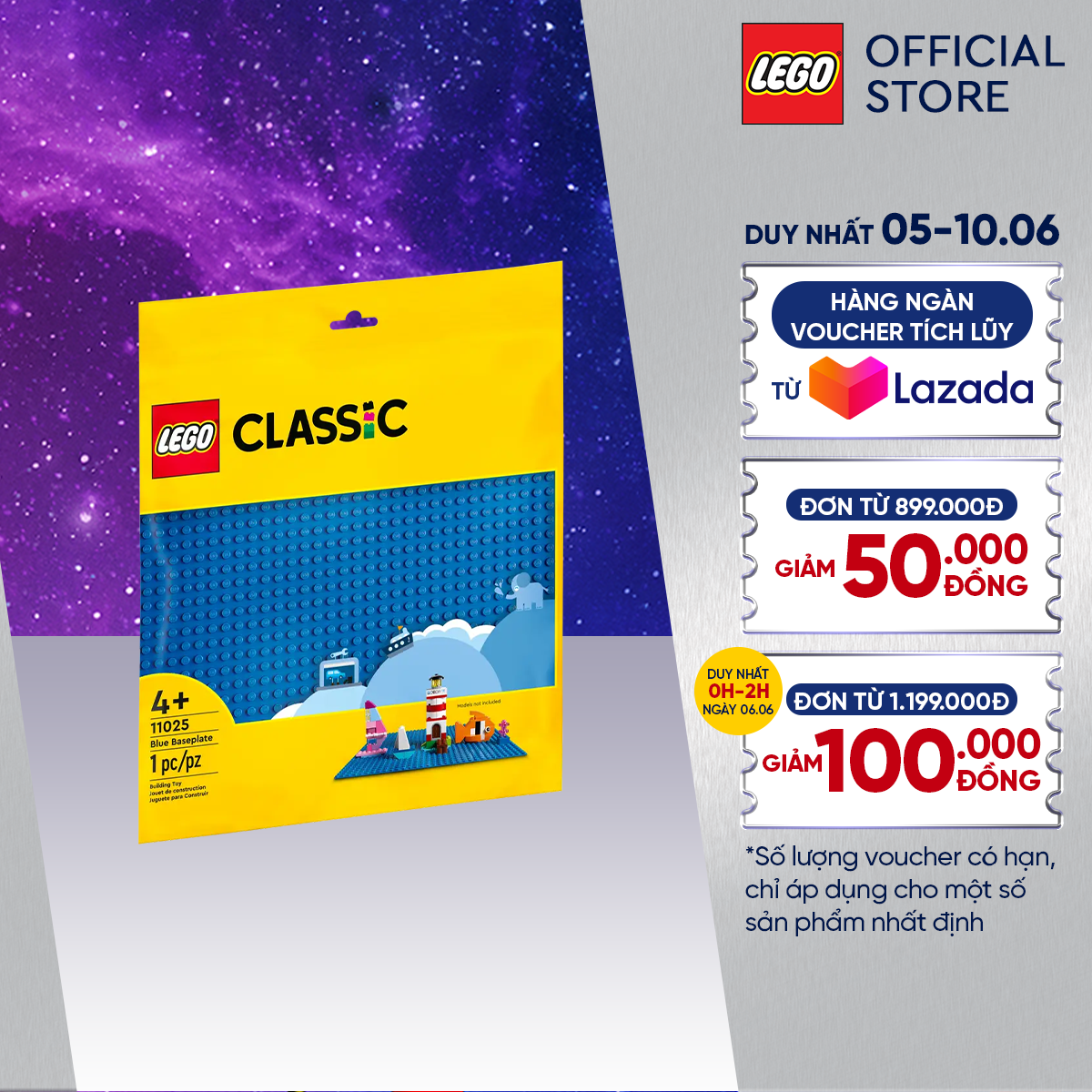 Lego classic 11025 đồ chơi lắp ráp đế lắp ráp màu xanh nước biển