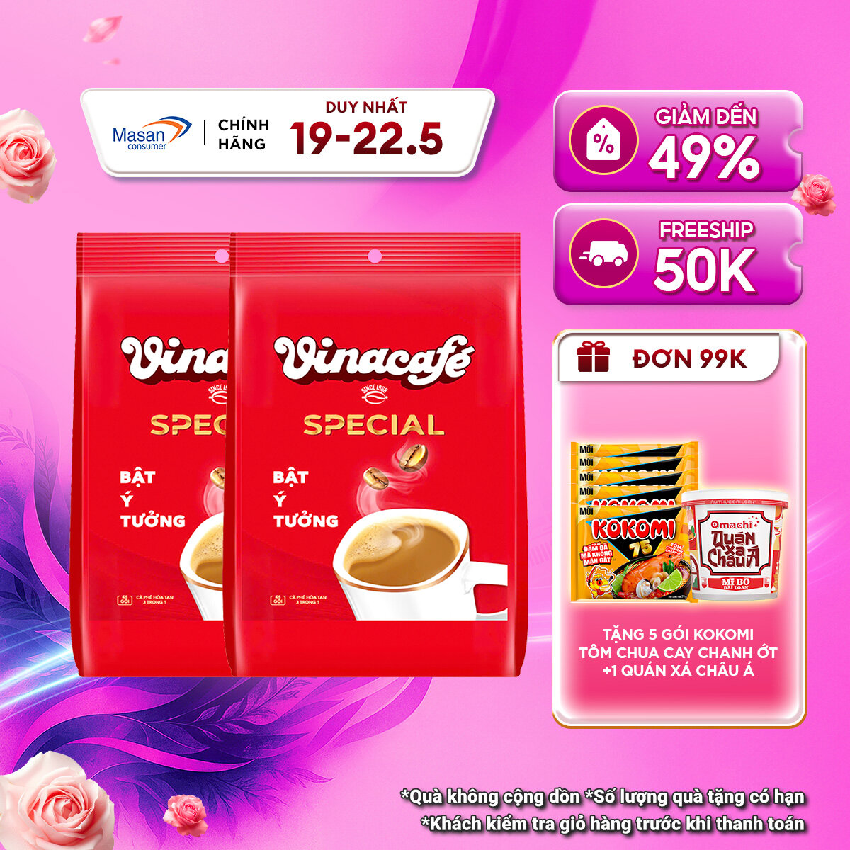 Combo 2 Bịch Cà Phê Hòa Tan Vinacafe Special Bịch X 46 gói X 17Gr