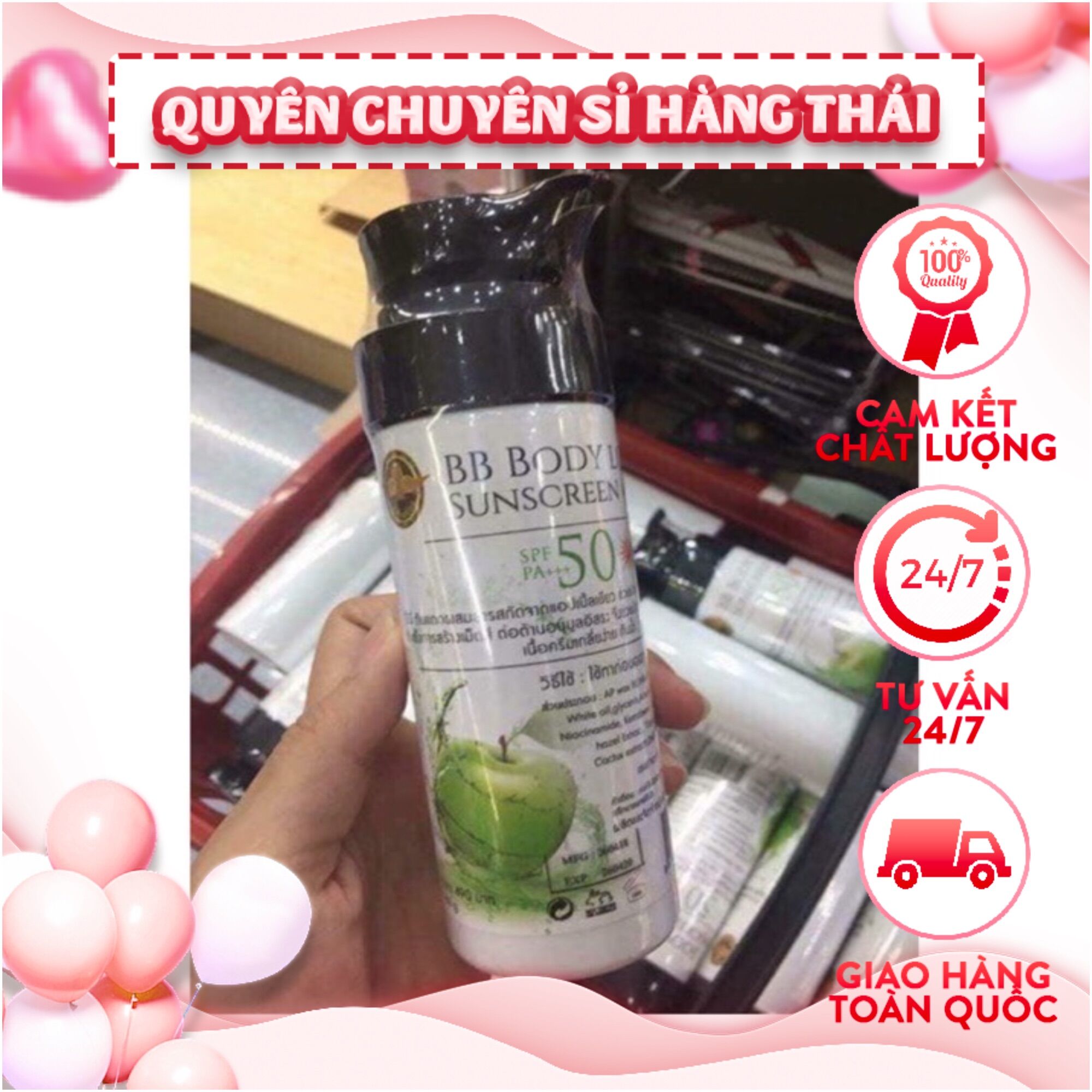 Kem make up body lotion táo thái lan