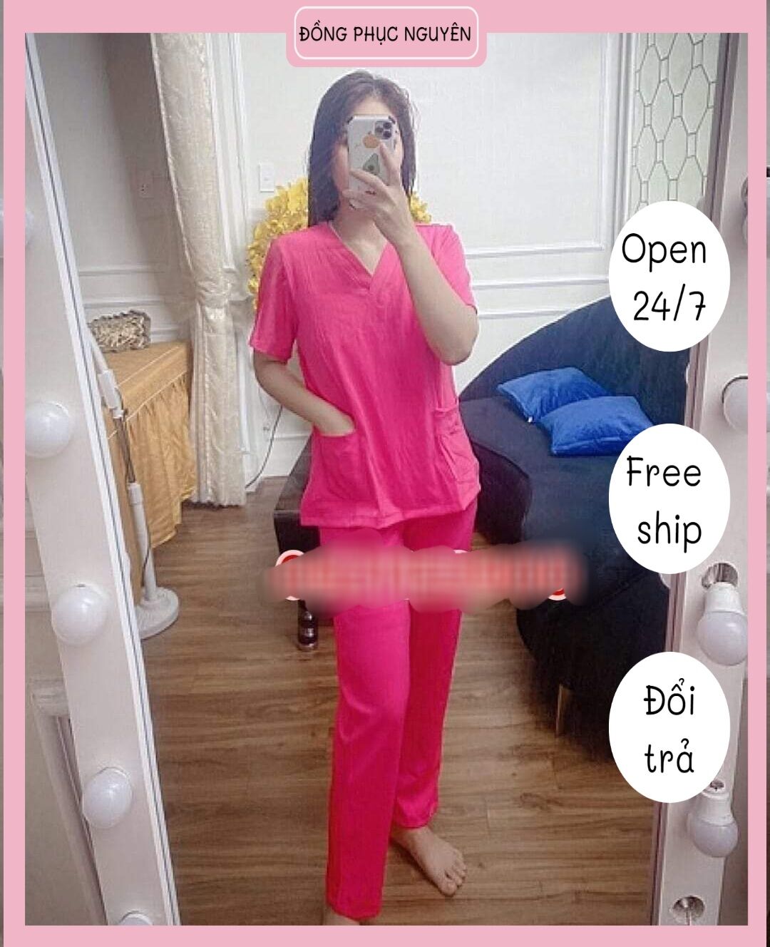 Đồng phục spa màu hồng