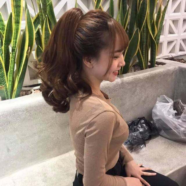 Tóc Giả Ngoạm Xoăn Lửng Tóc Kẹp  Xoăn Dài 40 Cm