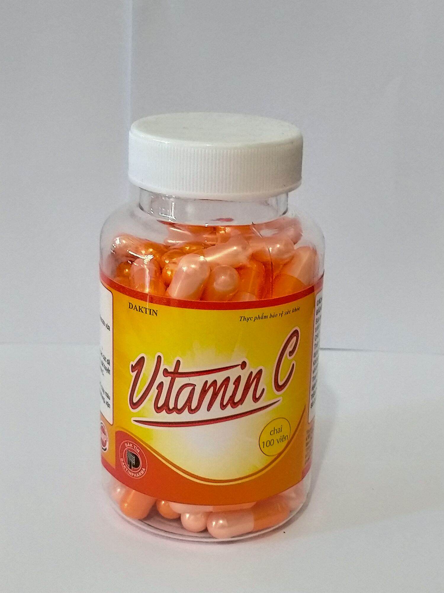 Viên uống VITAMIN C Chai 100 viên giúp nâng cao sức đề kháng, hỗ trợ giảm xuất huyết dưới da, niêm mạc, chảy máu cam ( Thực Phẩm bảo vệ sức khỏe )
