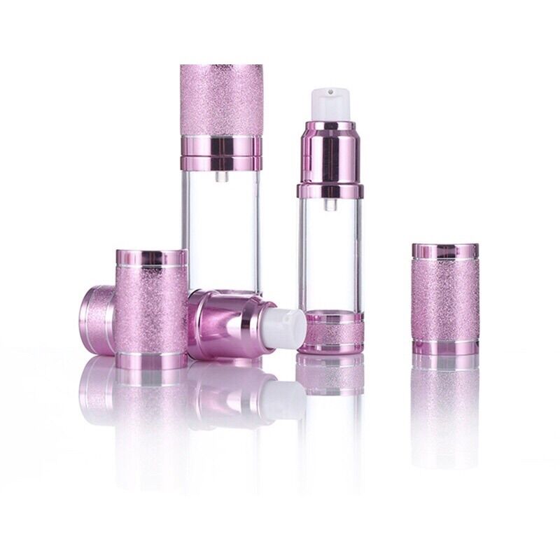 Chai lọ chiết mỹ phầm dạng chân không màu hồng 30ml