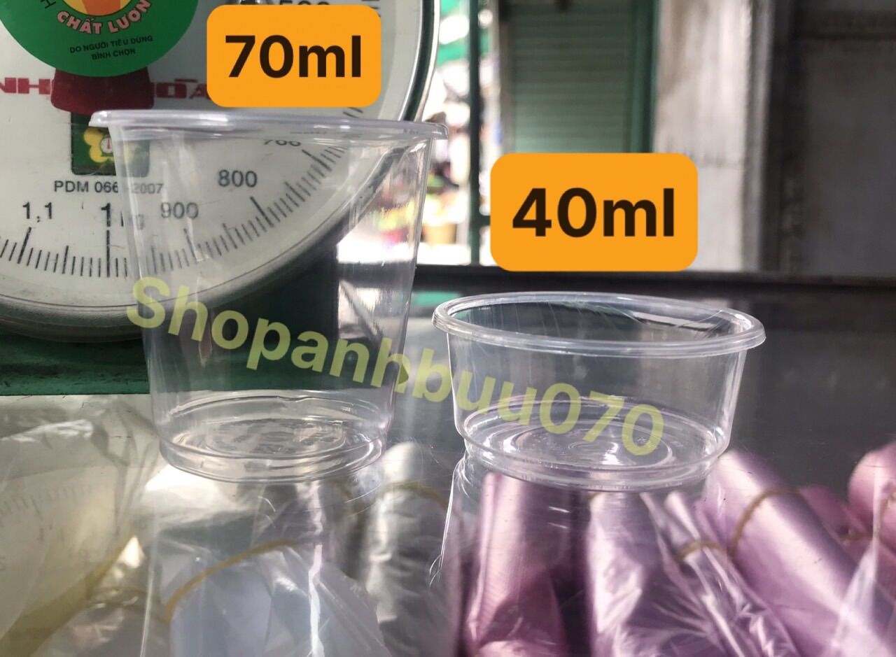 [Q11] 50 LY NHỰA MINI, CÓ BÁN 50 NẮP LY RIÊNG (Dung tích 2 Cỡ : 40ml,60ml-70ml)