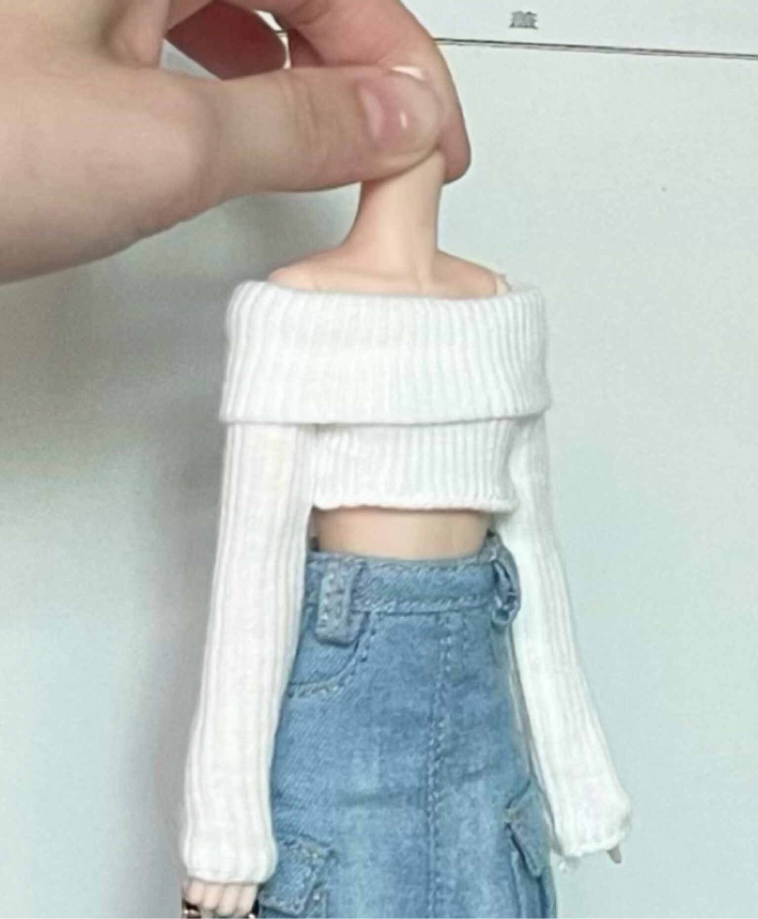 Quần áo búp bê vải nhỏ blythe áo búp bê ob24 áo dệt kim trễ vai váy bò dài xẻ tà