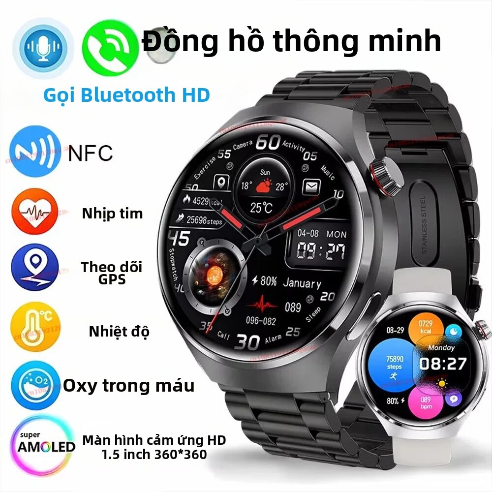 Đồng Hồ Thông Minh Nam 2026 Mới, Màn Hình AMOLED HD, GPS, Theo Dõi Nhịp Tim, Gọi Bluetooth, Chống Nước IP68, Dành Cho Người Lớn Nam Nữ