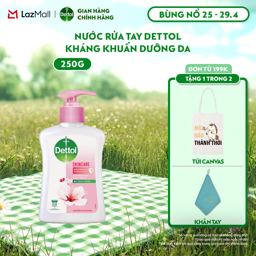Nước rửa tay Dettol kháng khuẩn dưỡng da, hương hoa anh đào - Chai 250g