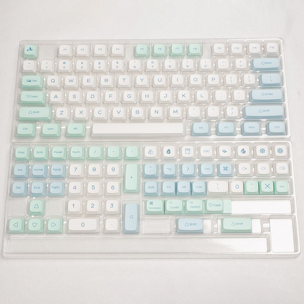 Bộ Keycap PBT Nhuộm Màu Bạc Hà Ice Crystal 135 Phím Profile XDA Tương Thích Với Switch Cherry MX Bố 