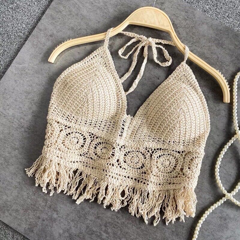 Áo bra sợi móc⚡️bikini sợi tua rua đi biển hot hit