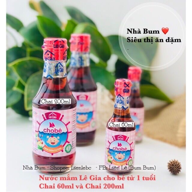 Nước mắm cá cơm lê gia chai 60ml & chai 200ml cho bé từ 1 tuổi
