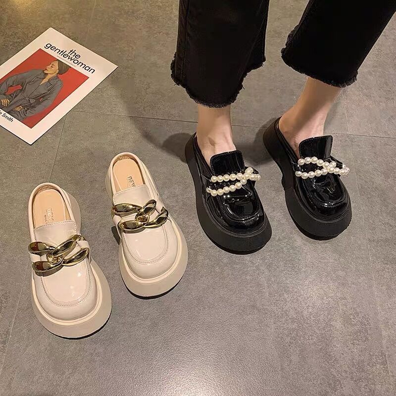 Giày oxfords thấp cổ mũi tròn to ulzzang có xích đế thấp gót