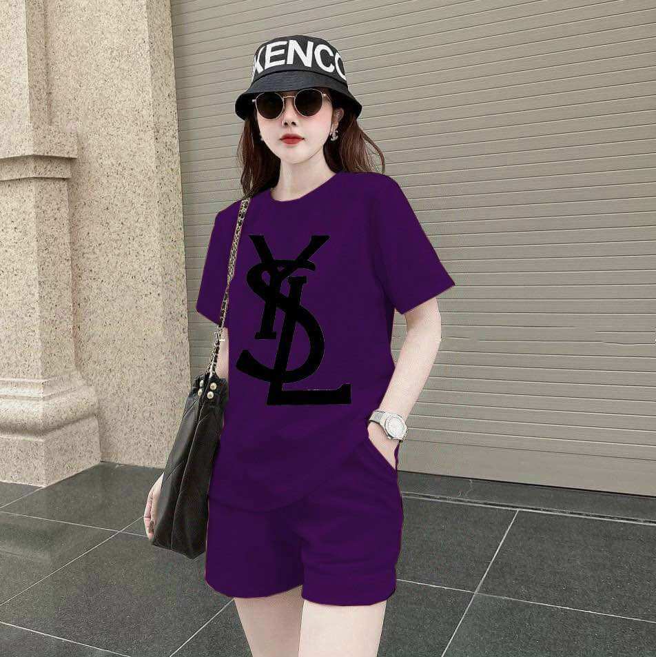 Sét bộ nữ short cotton thêu logo cao cấp