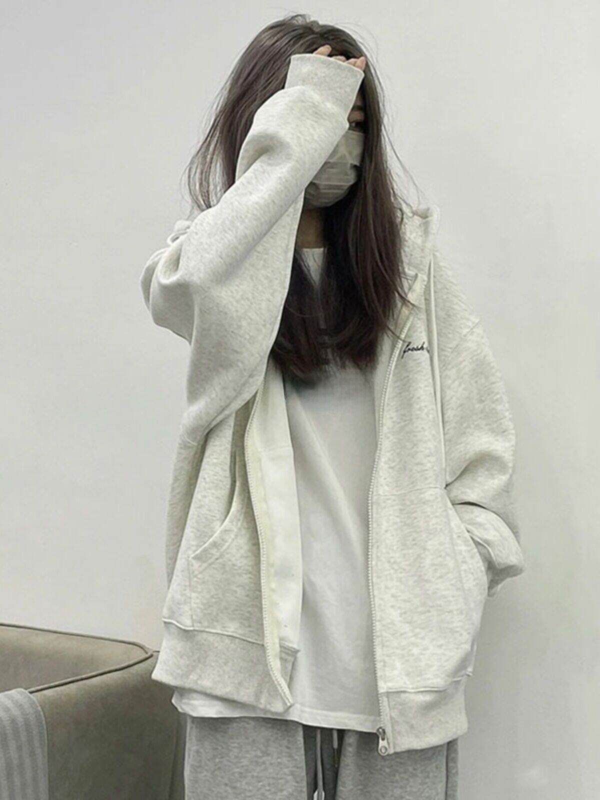 Áo Khoác Ngoài Mỏng Oversize Phong Cách Mỹ Cổ Tròn Cho Nữ Mùa Xuân Thu Áo Len Cardigan Lười Biếng Thời Trang Đường Phố