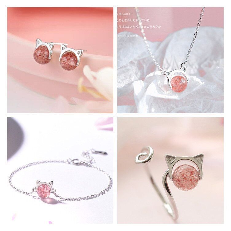 Nhẫn Bạc 925 Thiết Kế Pha Lê Mèo Hạt Thạch Anh