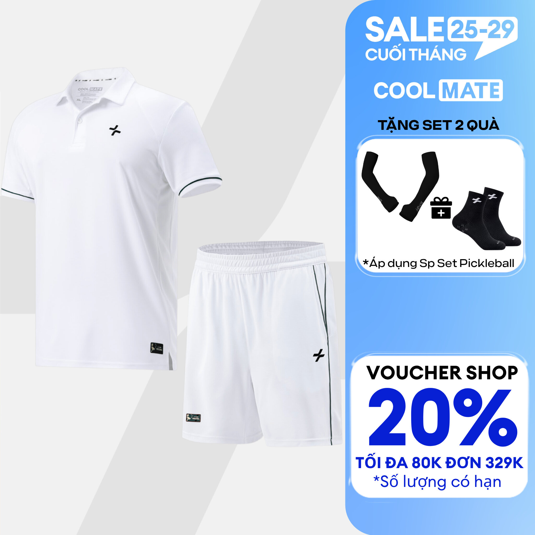 [TẶNG SET 2 QUÀ]Set đồ bộ thể thao nam Pickleball Áo Polo Exdry và Quần Dink Shot Essentials Nhanh khô,Thoáng Khí,Thấm hút Coolmate