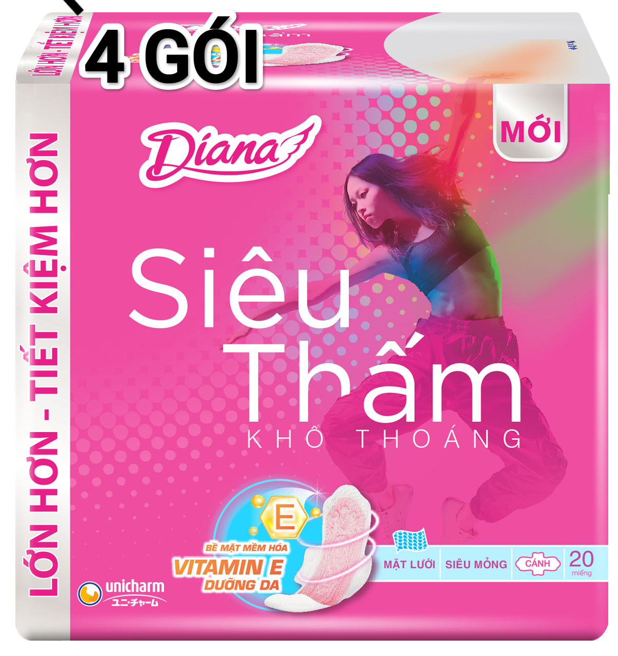 [GÓI LỚN TIẾT KIỆM] Combo 4 gói Bvs Diana SIÊU THẤM MỎNG cánh