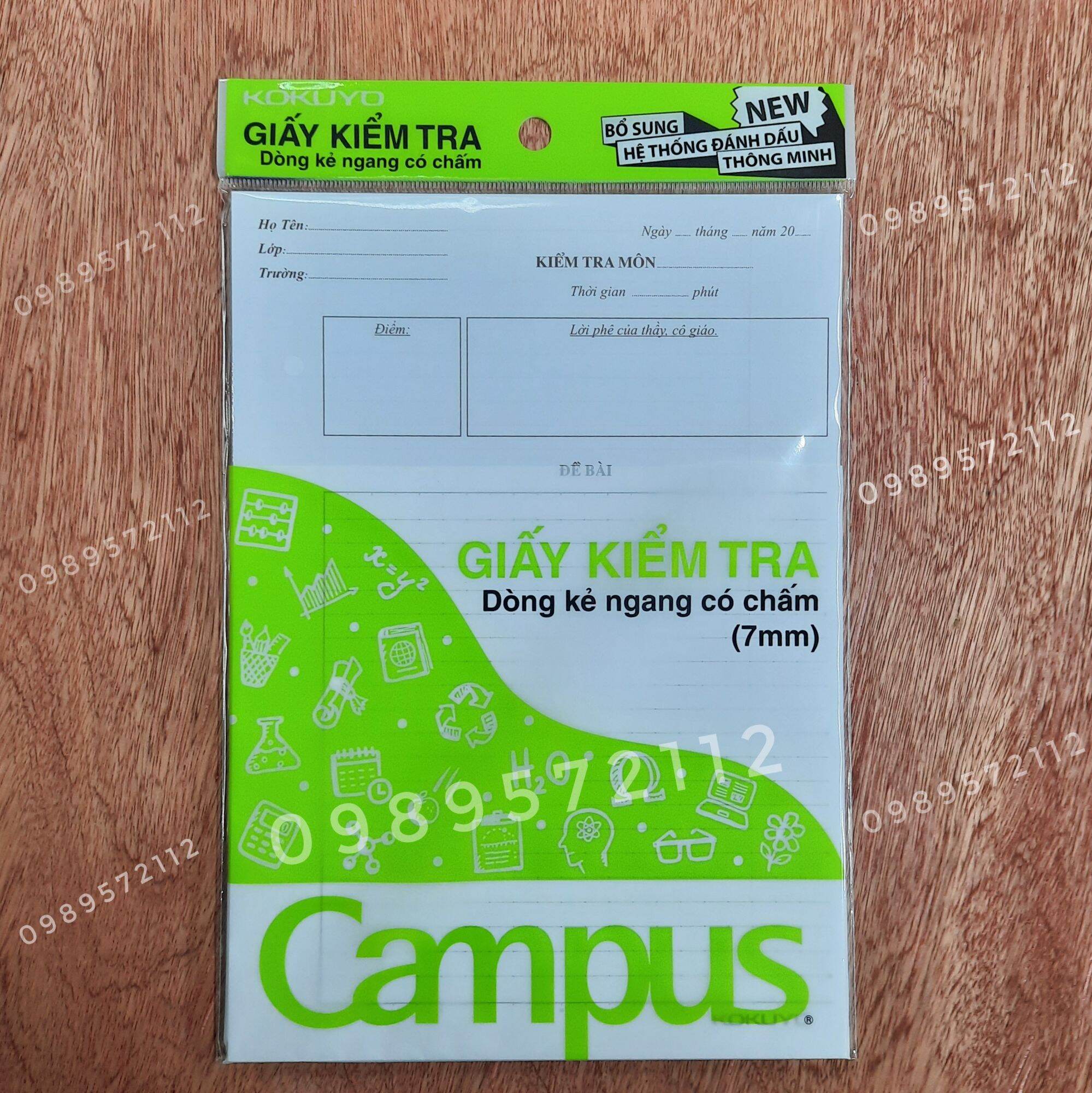 Giấy kiểm tra campus ô ly,kẻ ngang.