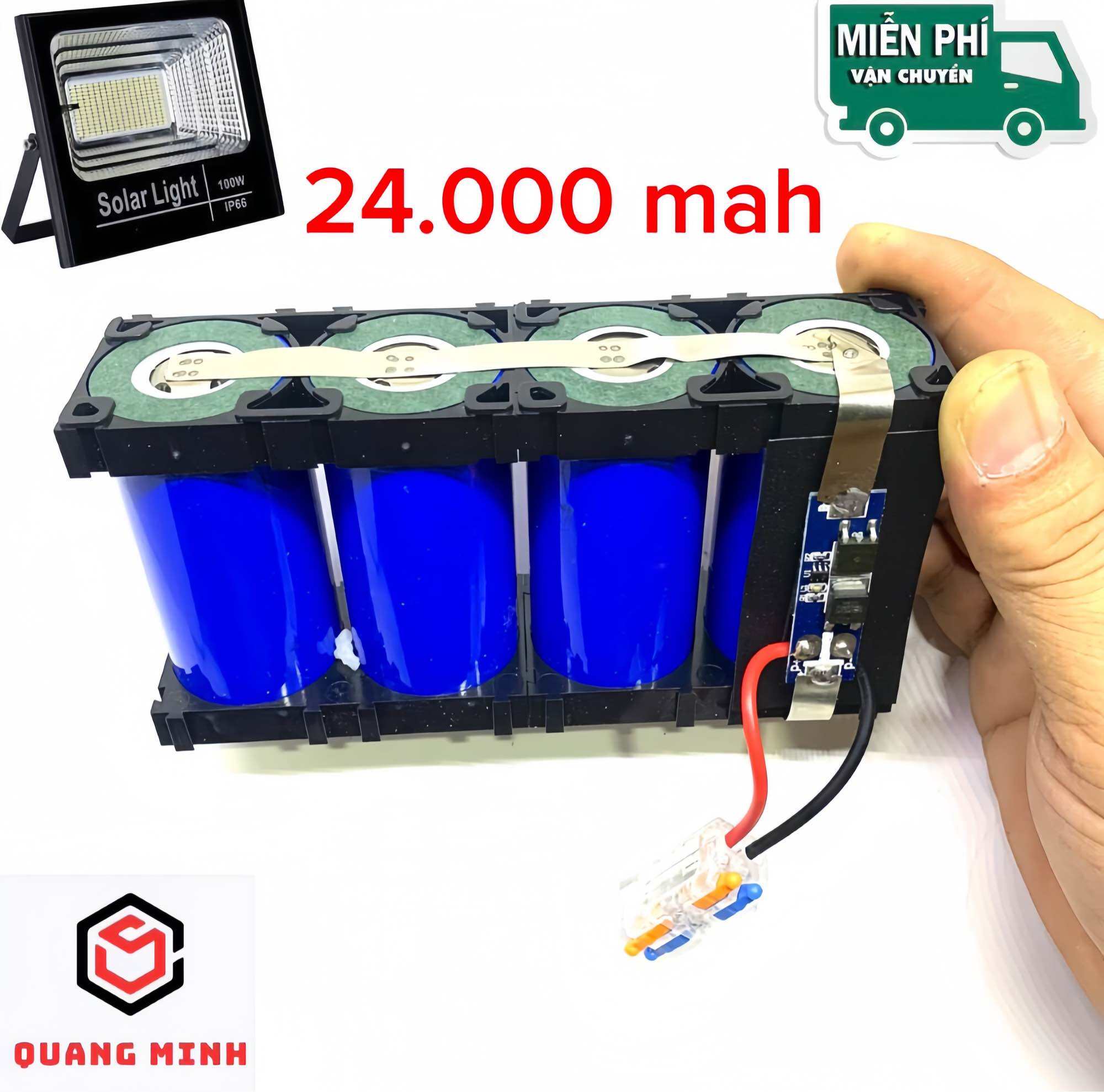 Pin thay đèn năng lượng mặt trời 32700 24ah(mới 100%) đã có mạch bảo vệ 10A. 