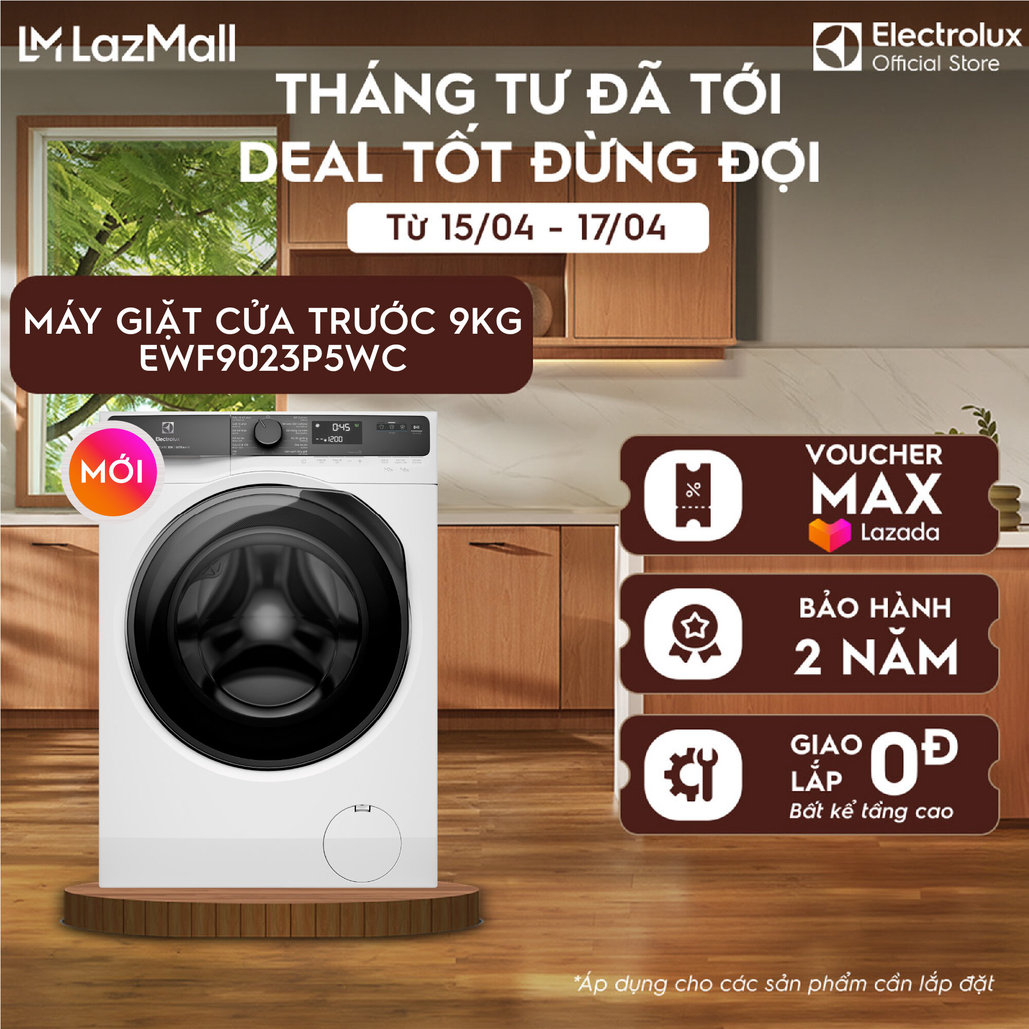 Máy giặt cửa ngang 9KG Electrolux S500 EWF9023P5WC - giặt đẩy tải 45 phút, UltraMix, EcoInverter