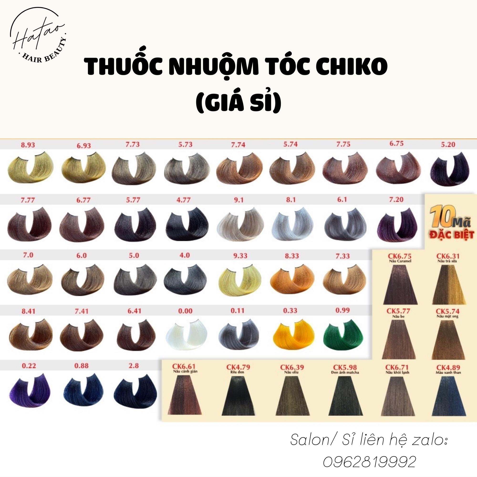 Thuốc nhuộm tóc CHIKO màu thời trang không tẩy tóc (k kèm oxy + Gang tay)