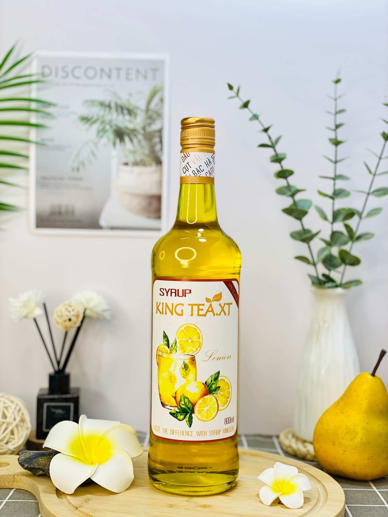 Syrup CHANH VÀNG Pha Chế KINGTEA.XT(Syrup Lemon)-Chai Thủy Tinh 800ml