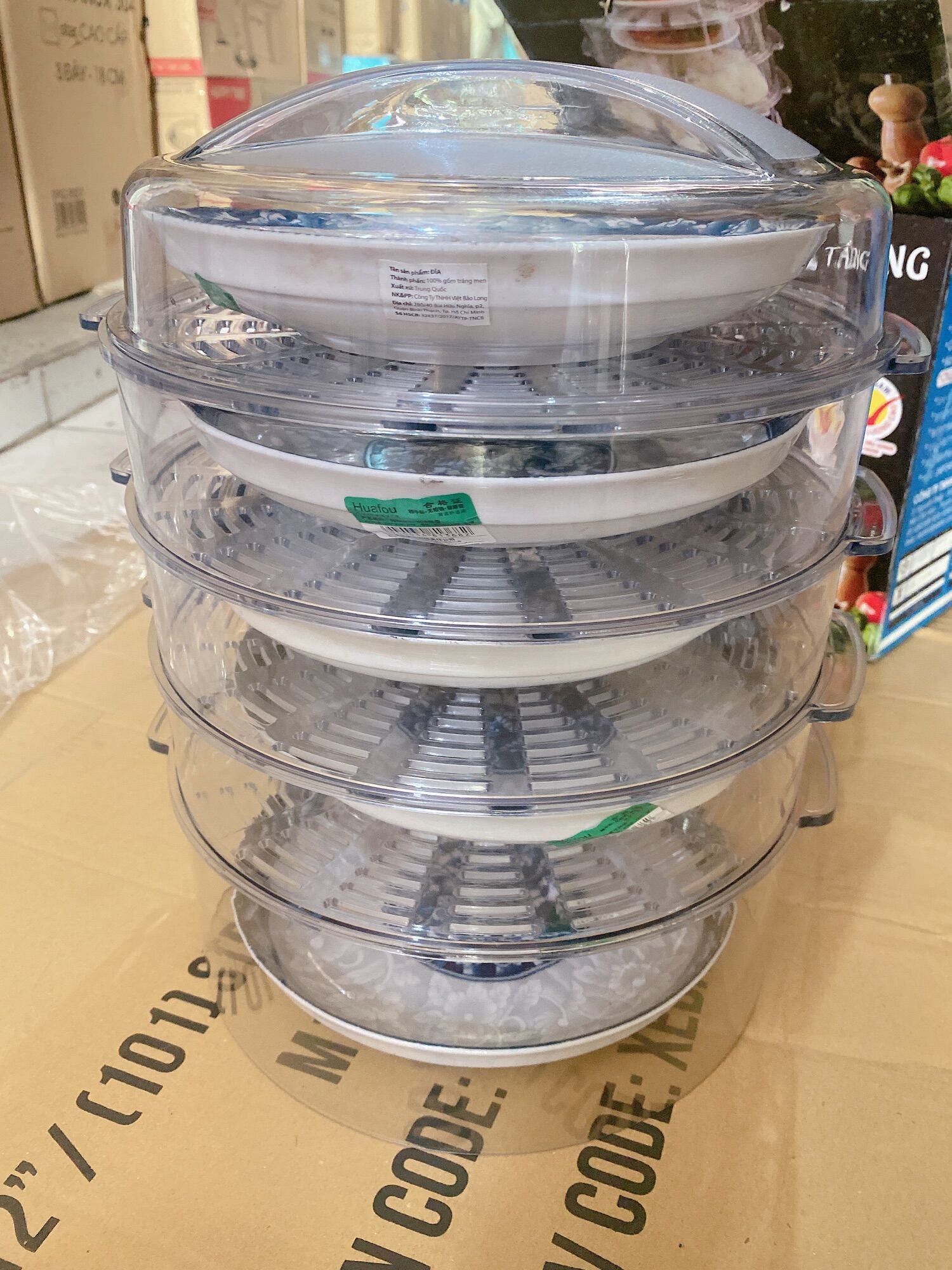 Lồng Đậy, khay đậy thức ăn, lồng bàn giữ nhiệt 5 tầng cao cấp, tiện ích cho gia đình